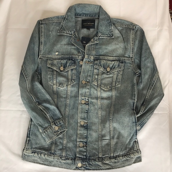 Lucky Brand Boyfriend Jean Jacket Distressed Sizes S and L NWT - Picture 3 of 14